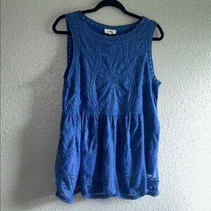 entro Royal Blue Embroidered Sleeveless Peplum Top